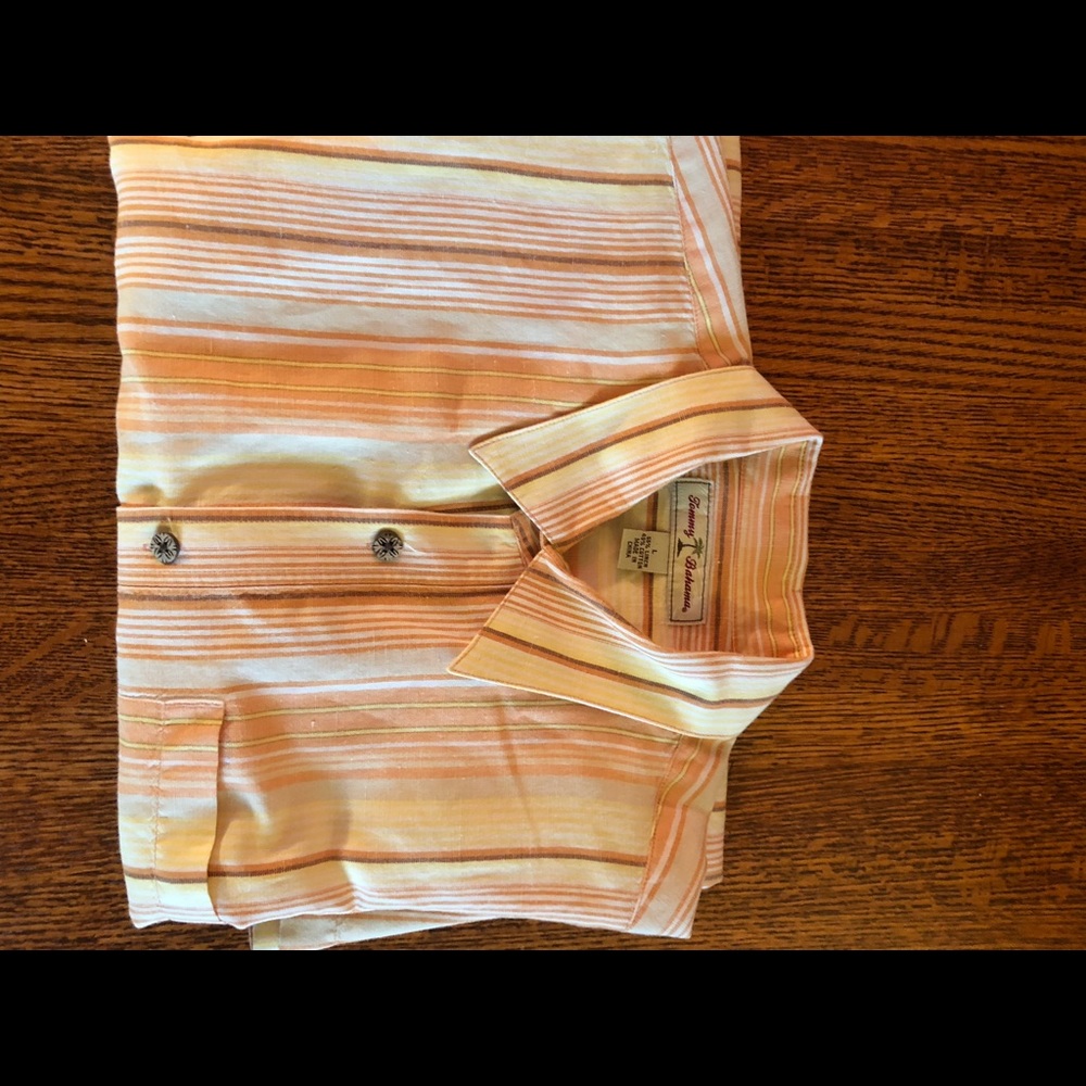 Tommy Bahama Stripped Cotton/Linen SS Camp Shirt